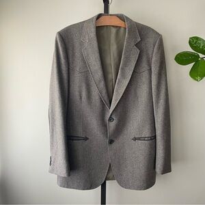 70s Vintage Dallas Western Wool Sports Coat Blazer Suit Jacket Cowboy 44R